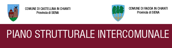 Immagine decorativa: stemmi di Castellina in Chianti e Radda in Chianti e banda rossa del colore degli elaborati del Piano