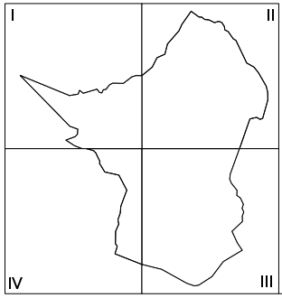 Mappa quadranti - in senso orario, dall'angolo in alto a destra: quadrante 1, quadrante 2, quadrante 3 e quadrante 4